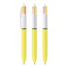 BIC® 4 Couleurs Sun Blanc-jaune | Sérigraphie 1 couleur | Corps-Centré clip | 30.00 mm x 43.00 mm