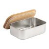 SHINO. Boite thermique en acier inoxydable, couvercle en bambou 800 ml Beige | sans marquage