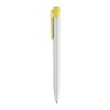 Stylo Pier opaque Blanc-Jaune | Sérigraphie 1 couleur | à 90 degrés du clip | 45 mm x 25 mm | non disponible