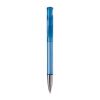 Stylo Avalon Transparent Pointe métal Bleu / Blanc-Bleu / Blanc | Sérigraphie 1 couleur | à 270 degrés du clip | 50 mm x 25 mm | non disponible