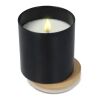 Bougie végétale parfumée Bhakti dans un pot en aluminium recyclé Noir | Impression Numérique | top | Ø 65 mm