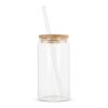 Verre avec couvercle en bambou et paille 450 ml Transparent | sans marquage | non disponible | non disponible | non disponible