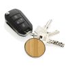 Porte-clés rond en alliage de zinc RCS et bambou argent-marron | sans marquage | non disponible | non disponible