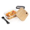 Boîte a bento en verre avec couvercle en bambou blanc | sans marquage | non disponible | non disponible