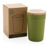 Mug 300ml en PP recyclé GRS avec couvercle en bambou FSC® vert | sans marquage | non disponible | non disponible