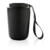 Mug iso en acier inoxydable recyclé RCS avec lanière Cuppa noir | sans marquage | non disponible | non disponible