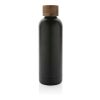 Bouteille iso en acier inoxydable recyclé certifiée RCS Wood noir | sans marquage | non disponible | non disponible