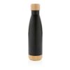 Bouteille isotherme en acier avec finition bambou noir | sans marquage | non disponible | non disponible