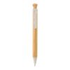 Stylo en bambou avec clip en fibre de paille blanc | sans marquage | non disponible | non disponible