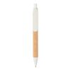 Stylo à bille écoresponsable-recyclé en fibre de paille et liège blanc | sans marquage | non disponible | non disponible