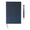Set de cuaderno de PU reciclado (A5) y bolígrafo Tarek bleu