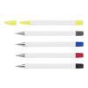 Etui en plastique contenant 4 stylos et 1 roller blanc | sans marquage | non disponible | non disponible