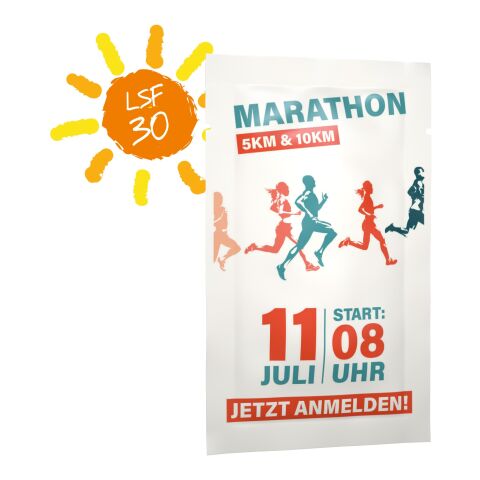 10 ml Lait solaire FPS 30 sensible (sachet) - Soft Touch Print Blanc | sans marquage