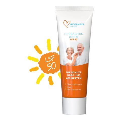 Tube de 25 ml - Lait solaire sensible FPS 50 - FullbodyPrint Blanc | sans marquage