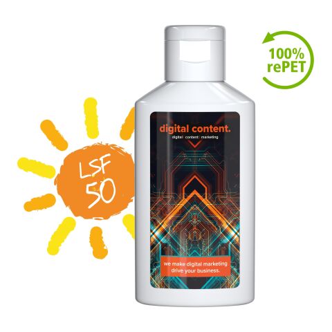Bouteille de 50 ml - Lait solaire sensible FPS 50 - Body Label Blanc | sans marquage