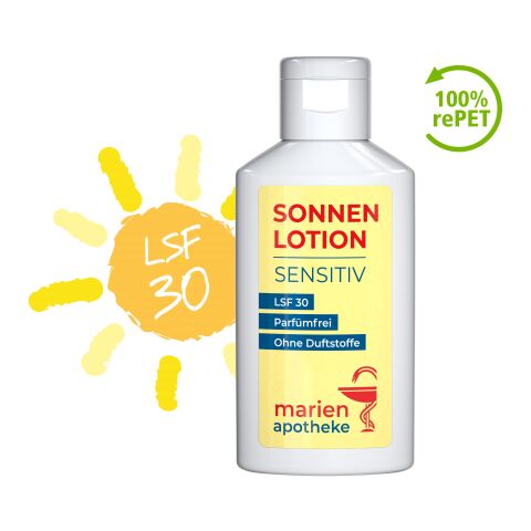 Bouteille de 50 ml - Lait solaire sensible FPS 30 - Body Label Blanc | sans marquage