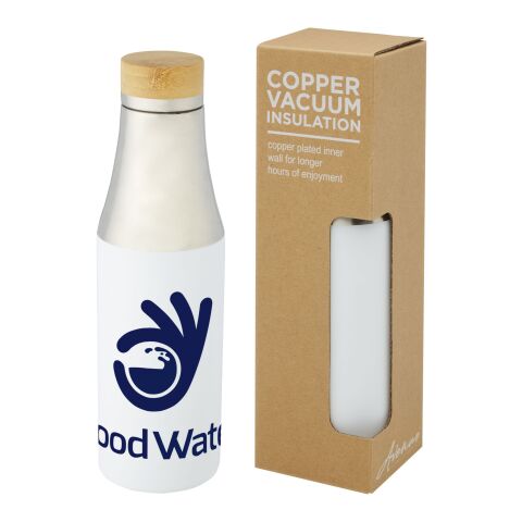 Bouteille Hulan de 540 ml en acier inoxydable avec cuivre et isolation par le vide avec couvercle en bambou Standard | Blanc | sans marquage | non disponible | non disponible