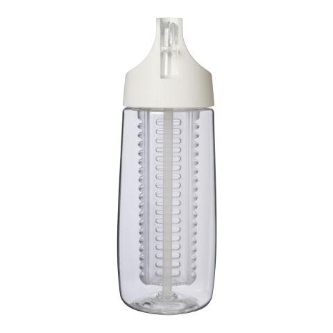 Bouteille de sport HydroFruit de 700 ml en plastique recyclé avec couvercle à bascule et infuseur Standard | blanc | Tampographie 1 couleur | Recto | 30 mm x 70 mm