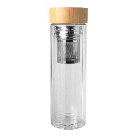 Bouteille à infusion Bailey en verre borosilicate de 400 ml avec couvercle en bambou Standard | Blanc | sans marquage | non disponible | non disponible