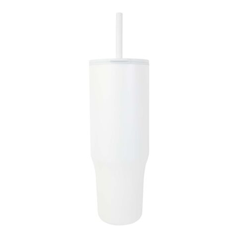 Gobelet isotherme Brady 900&nbsp;ml certifié RCS avec paille en silicone Standard | Blanc | sans marquage | non disponible | non disponible