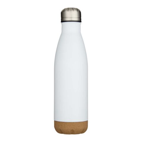 Bouteille d’eau Cove de 500&nbsp;ml en acier inoxydable isolée sous vide et à double paroi avec détails en liège Standard | Blanc | sans marquage | non disponible | non disponible