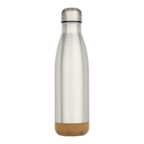 Bouteille d’eau Cove de 500&nbsp;ml en acier inoxydable isolée sous vide et à double paroi avec détails en liège Standard | Argent | sans marquage | non disponible | non disponible