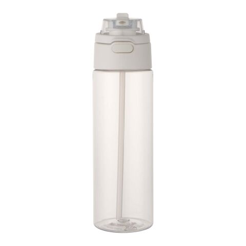 Bouteille d'eau Theron de 700 ml en plastique recyclé RCS, avec bouchon double fonction et paille rabattable blanc