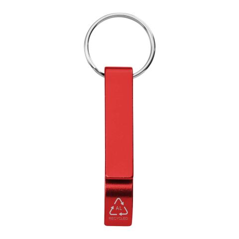 Ouvre-bouteille et canette Tao en aluminium recyclé certifié RCS avec porte-clés Standard | Rouge | sans marquage | non disponible | non disponible