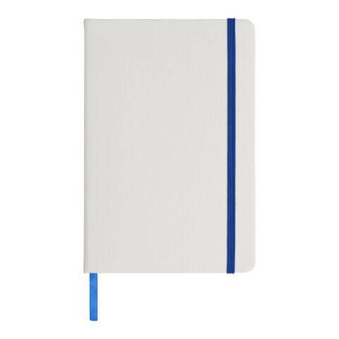 Carnet de notes Spectrum blanc avec élastique coloré A5 - pages lignées Standard | Blanc-Bleu royal | sans marquage | non disponible | non disponible | non disponible