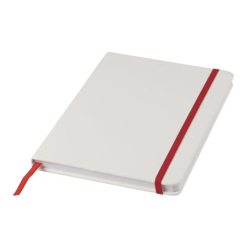 Carnet de notes Spectrum blanc avec élastique coloré A5 - pages lignées Standard | Blanc-Rouge | sans marquage | non disponible | non disponible | non disponible