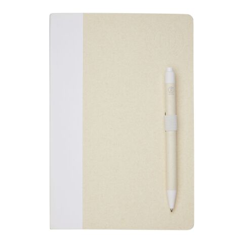 Ensemble carnet de notes format A5 et stylo bille Dairy Dream Standard | Blanc | sans marquage | non disponible | non disponible