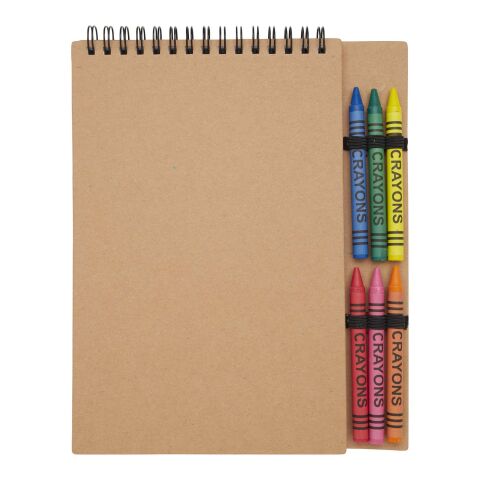 Carnet de notes à spirales Doodle A5 à couverture souple et set de crayons gras Standard | Naturel | sans marquage | non disponible | non disponible