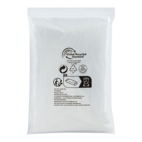 Poncho jetable pour la pluie Mayan recyclé certifié GRS avec pochette de rangement Standard | Blanc | sans marquage | non disponible | non disponible