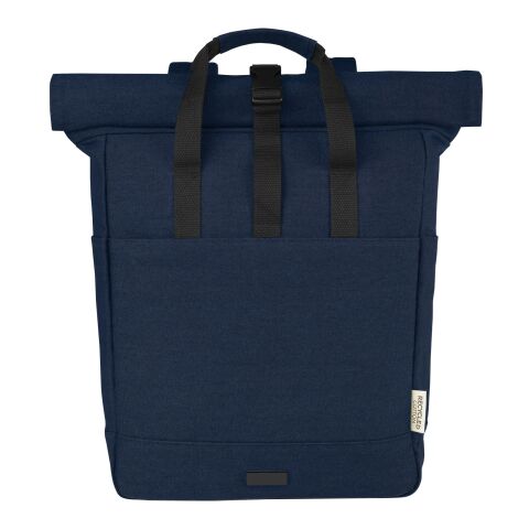 Sac à dos pour ordinateur portable Joey de 15 L en toile recyclée GRS 15 pouces avec dessus enroulable Standard | Deep blue | sans marquage | non disponible | non disponible | non disponible