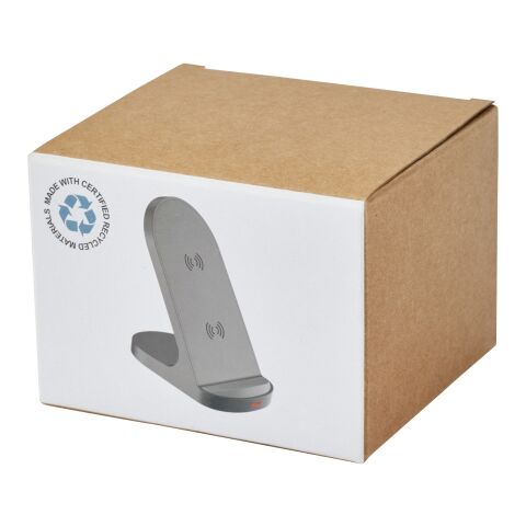 Socle de charge sans fil Loop de 15 W à double bobine en plastique recyclé certifié RCS Standard | Noir | sans marquage | non disponible | non disponible
