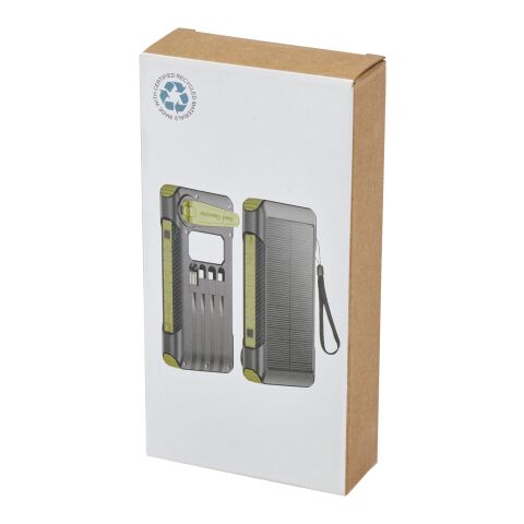 Batterie de secours Soldy solaire à dynamo en plastique recyclé RCS de 10 000 mAh Standard | Vert militaire | sans marquage | non disponible | non disponible