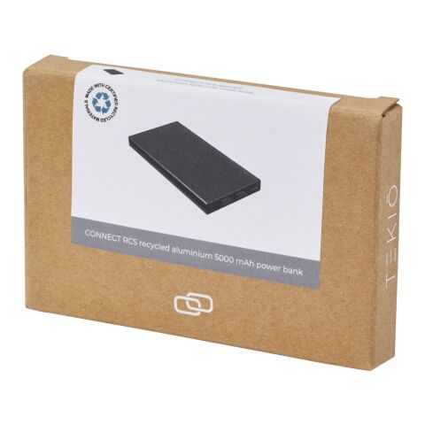 Batterie de secours Connect de 5 000 mAh en aluminium recyclé certifié RCS Standard | noir | sans marquage | non disponible | non disponible