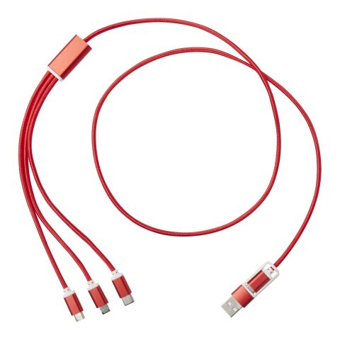 Câble de charge 5-1 Versatile en aluminium recyclé Standard | Rouge | sans marquage | non disponible | non disponible