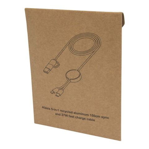 Câble 5 en 1 Alasia en aluminium et plastique recyclés de 150 cm pour la synchronisation des données et la charge rapide de 27 W Standard | Argent | sans marquage | non disponible | non disponible