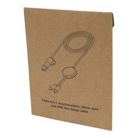 Câble 5 en 1 Citala en plastique recyclé de 150 cm pour la synchronisation des données et la charge rapide de 27 W Standard | Noir | sans marquage | non disponible | non disponible