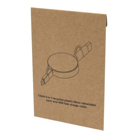 Câble rétractable 5 en 1 Citala en plastique recyclé de 90 cm pour la synchronisation des données et la charge rapide de 40 W Standard | blanc | sans marquage | non disponible | non disponible