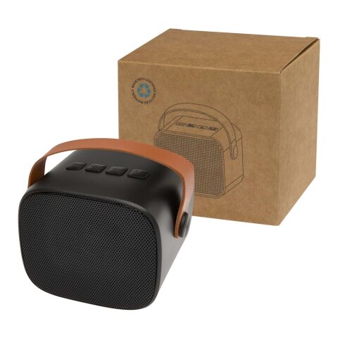 Haut-parleur sans fil Diya de 3 W en plastique recyclé Standard | Noir | Tampographie 1 couleur | top | 40 mm x 15 mm