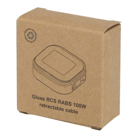 Câble rétractable 5 en 1 Gloas en matériaux recyclés pour synchronisation de données et charge rapide de 100&nbsp;W avec kit d’outils pour smartphone Standard | Blanc | sans marquage | non disponible | non disponible