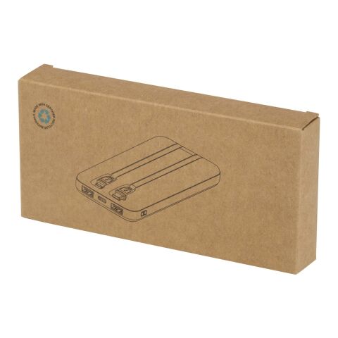 Batterie de secours Adhil de 10&nbsp;000&nbsp;mAh et 10&nbsp;W en plastique recyclé avec 2&nbsp;câbles intégrés Standard | Blanc | sans marquage | non disponible | non disponible