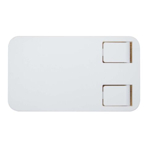 Support de téléphone de bureau Alfirk pliable en plastique recyclé avec détails en bambou Standard | Blanc | sans marquage | non disponible | non disponible