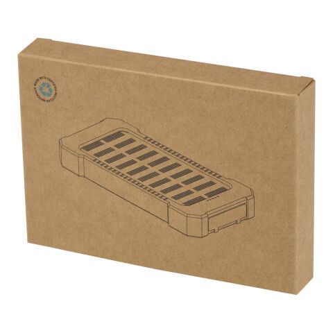 Batterie de secours solaire Altair robuste de 5 000 mAh et 10 W en plastique recyclé avec lampe de poche intégrée Standard | Noir | sans marquage | non disponible | non disponible