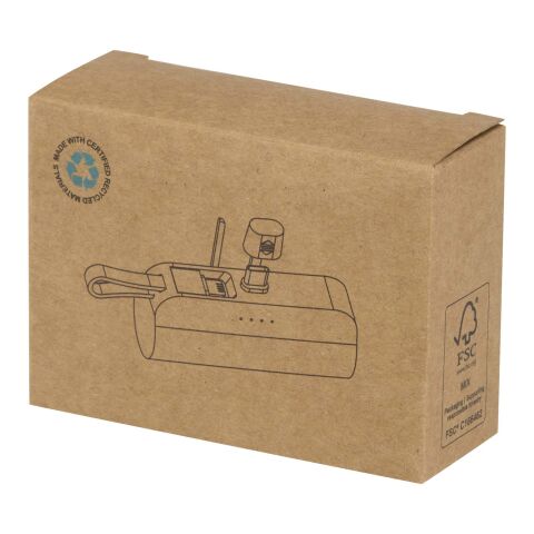 Batterie de secours Alnair Type-C de5 000 mAh et 10 W en plastique recyclé avec support de retournement intégré et câble 2 en 1 Standard | Blanc | sans marquage | non disponible | non disponible