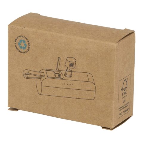 Batterie de secours Alnair Type-C de5&nbsp;000&nbsp;mAh et 10&nbsp;W en plastique recyclé avec support de retournement intégré et câble 2 en 1 noir
