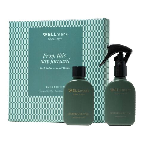 Coffret cadeau Wellmark Tender Affection comprenant un vaporisateur d'ambiance de 50 ml et un diffuseur de 50 ml Green flash
