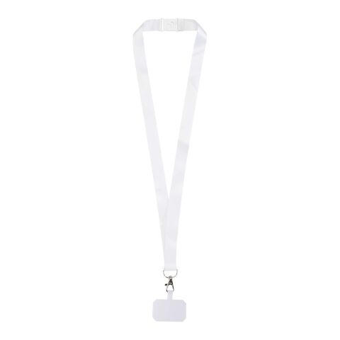 Tour de cou porte-téléphone Addie avec lanière de sécurité détachable et impression par sublimation Blanc-Blanc | non disponible | sans marquage | non disponible | non disponible